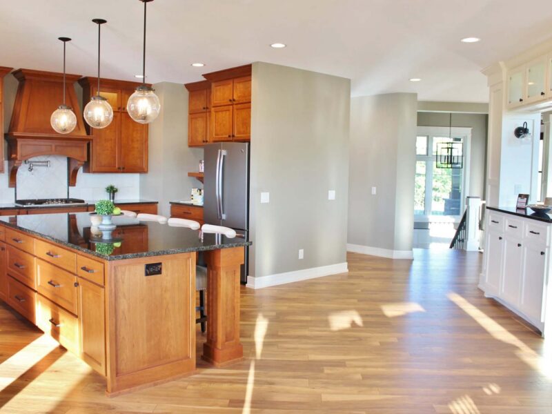 Open kitchen concept of a new Michigan home