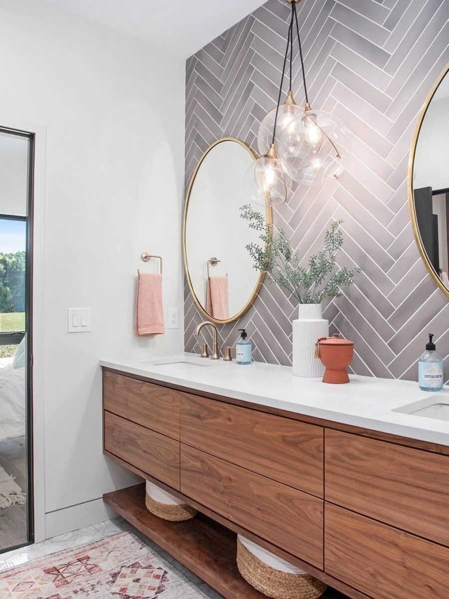 Modern bathroom remodel in an industrial home