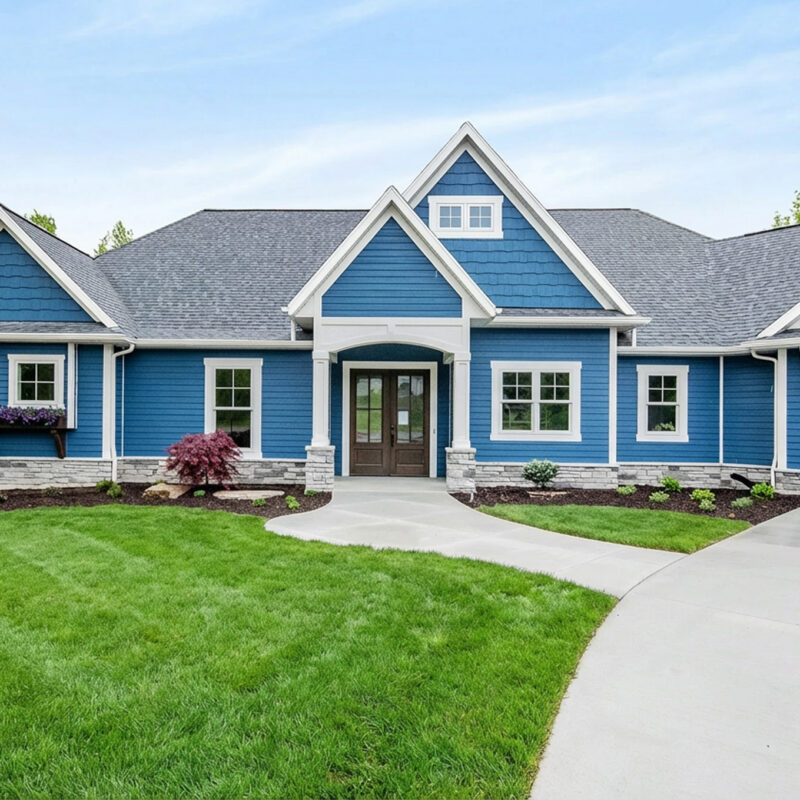 Brilliant blue craftsman remodeled home in west michigan